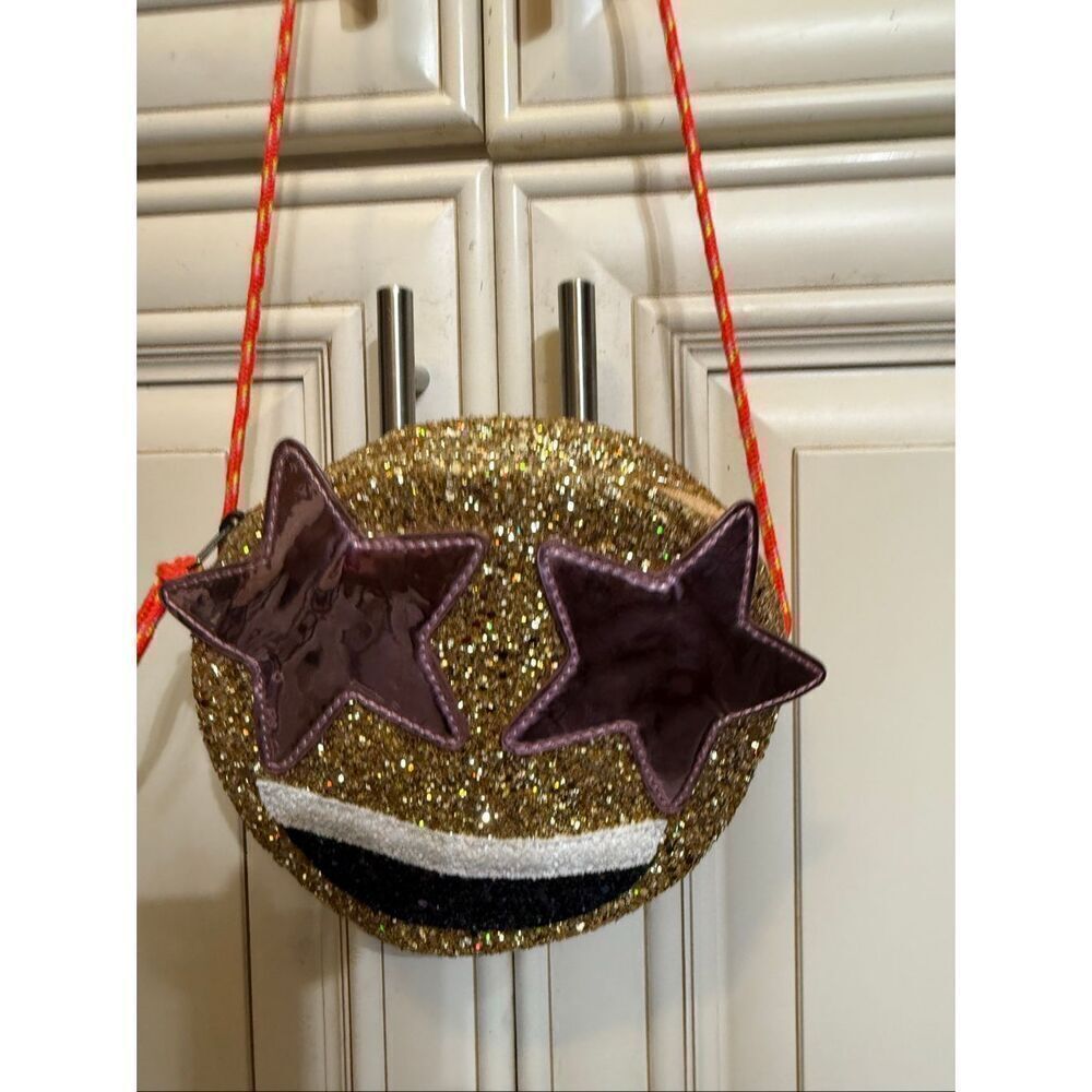 Crew Cuts Girls Smiley Star Face Glitter Crossbody Bag Purse Multicolor